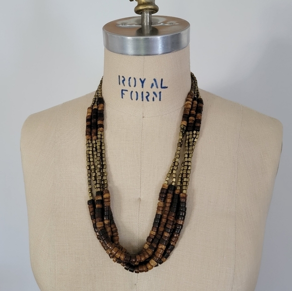 Multi Strand Mixed Media Necklace Made in India - Picture 2 of 14